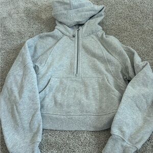 Lululemon Athletica Light Gray Cropped Scuba Zip-Up Hoodie